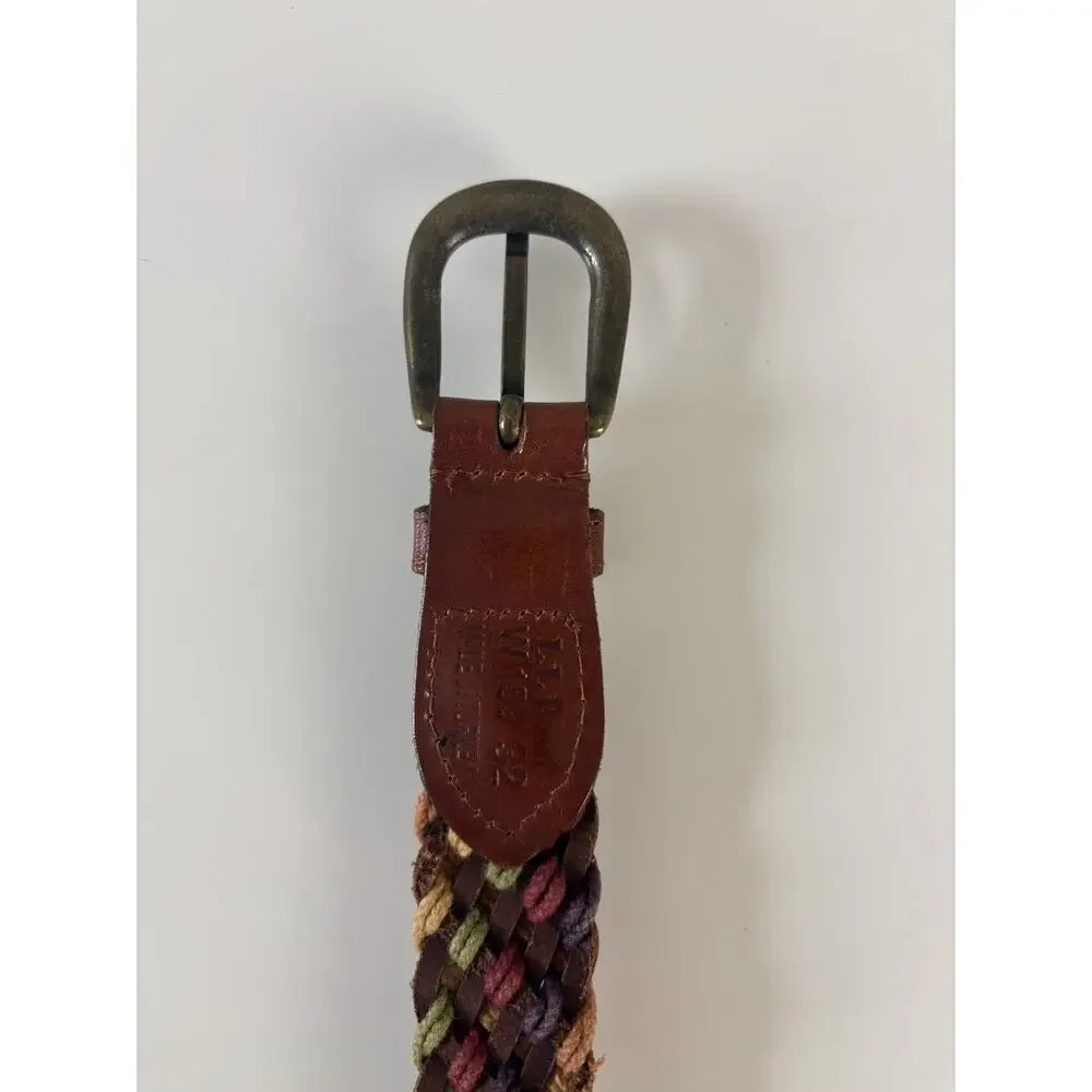Vintage Y2K LL Bean Leather Braided Belt Women’s 32 Vintage Preppy Boho Western
